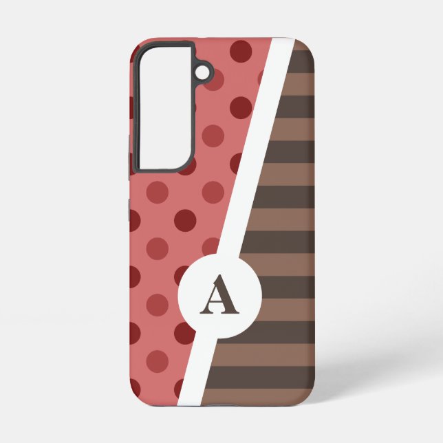Choco Strawberry Polka Dot and Stripe Pattern Samsung Galaxy S22 Case (Back)