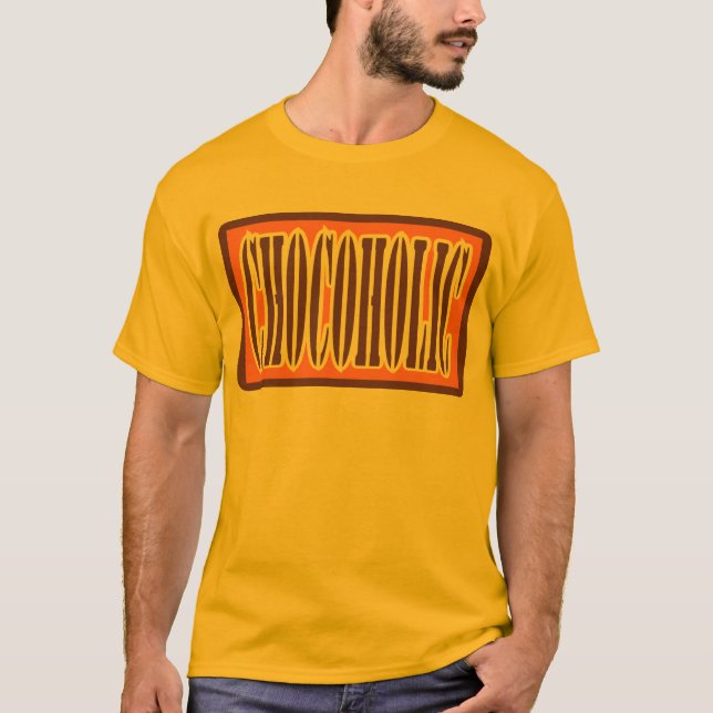 Chocoholic, Candy Bar Wrapper Style T-Shirt (Front)
