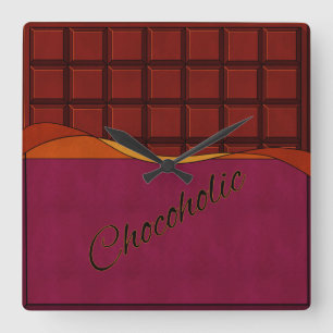 Chocoholic: Chocolate bar Square Wall Clock