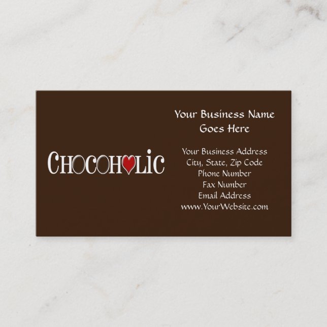 Chocoholic, Chocolate Lover with Red Heart Business Card (Front)