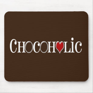 Chocoholic, Chocolate Lover with Red Heart Mouse Mat