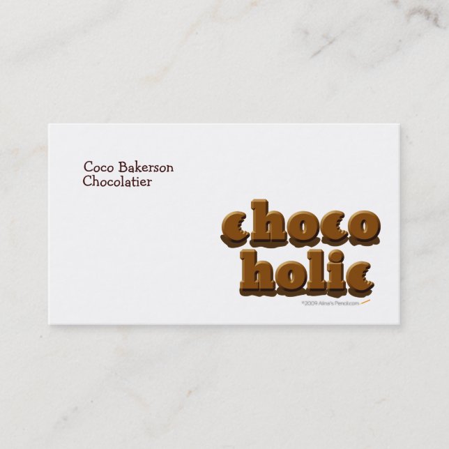 Chocoholic Customisable Chocolate Lovers Template Business Card (Front)