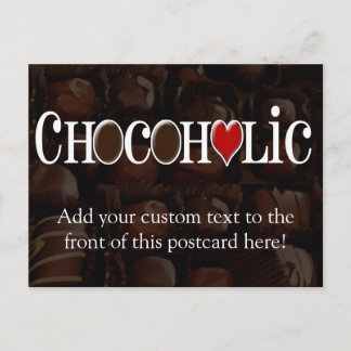 Chocoholic, Dark Brown and Red Heart Funny Design Postcard