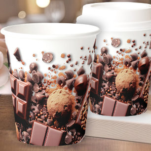 Chocoholic Hot Chocolate Cocoa White Brown Paper Cups