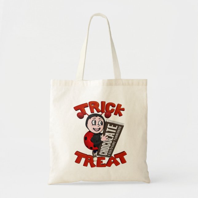 Chocoholic Ladybug – “Trick or Treat” Design Tote Bag (Front)
