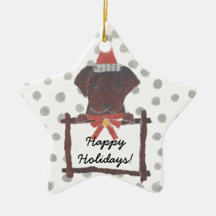 Chocol Lab, Labrador Retriever Holidays, Christmas Ceramic Tree Decoration