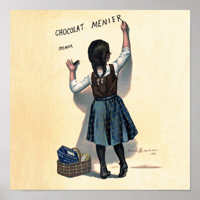 Chocolat Child Writing Wall Victorian Art Poster (Front)