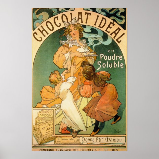 Chocolat Idéal Advertising by Alfons Mucha Poster (Front)