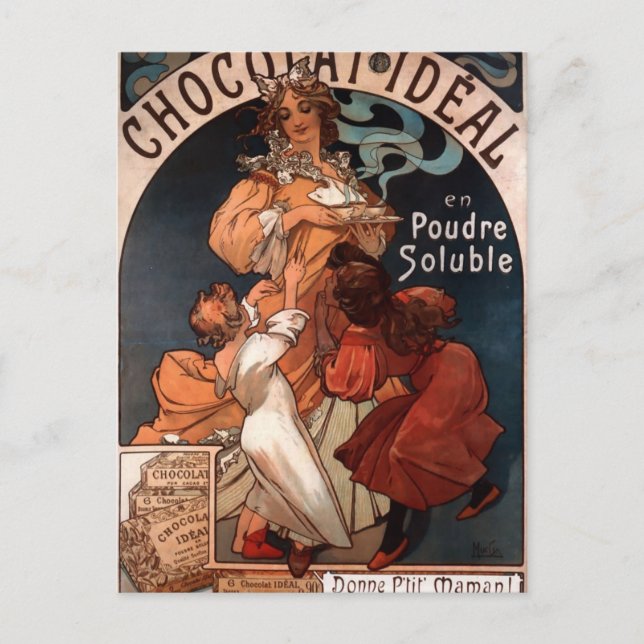 Chocolat Ideal by Alphonse Mucha Postcard (Front)