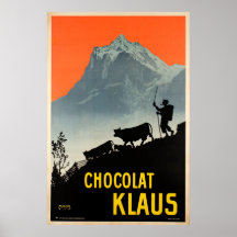 Chocolat Klaus,Swiss Vintage Advertising Poster