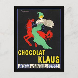 Chocolat Klaus, vintage advertising poster, Postcard