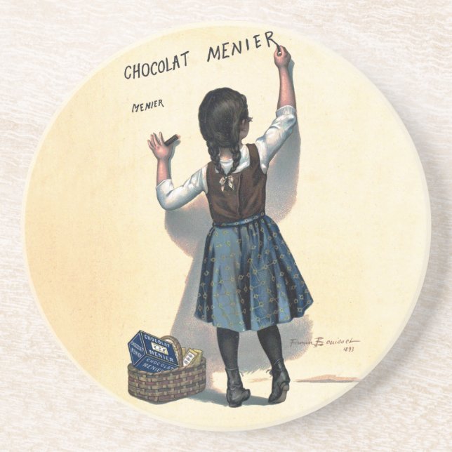 Chocolat Menier Little Girl Wall Writing  Coaster (Front)