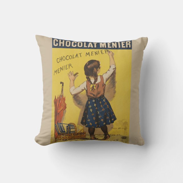 Chocolat Menier Little Girl Wall Writing  Cushion (Front)