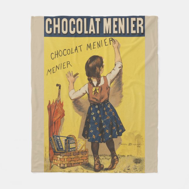 Chocolat Menier Little Girl Wall Writing  Fleece Blanket (Front)