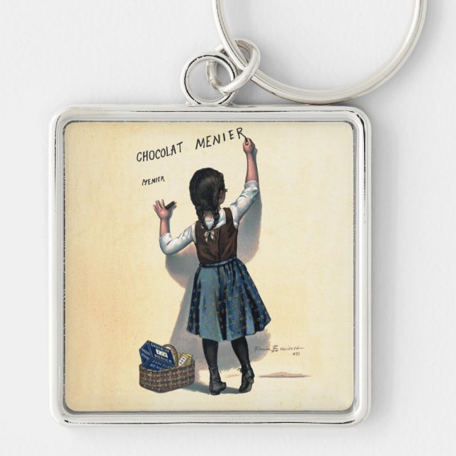 Chocolat Menier Little Girl Wall Writing  Key Ring (Front)