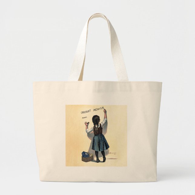 Chocolat Menier Little Girl Wall Writing  Large Tote Bag (Front)