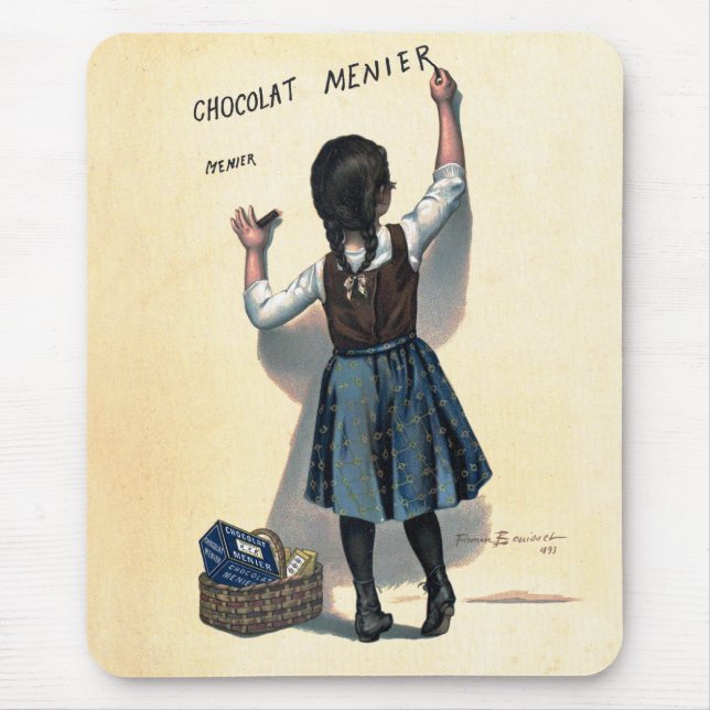Chocolat Menier Little Girl Wall Writing  Mouse Mat (Front)