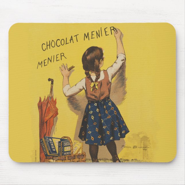 Chocolat Menier Little Girl Wall Writing  Mouse Mat (Front)