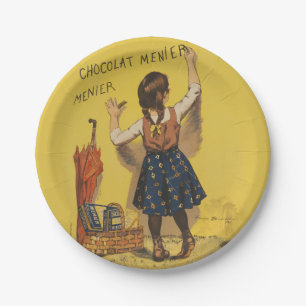 Chocolat Menier Little Girl Wall Writing  Paper Plate