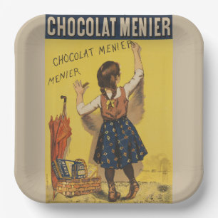 Chocolat Menier Little Girl Wall Writing  Paper Plate