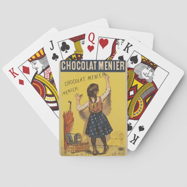 Chocolat Menier Little Girl Wall Writing  Playing Cards (Back)
