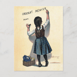 Chocolat Menier Little Girl Wall Writing  Postcard