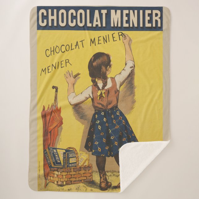 Chocolat Menier Little Girl Wall Writing  Sherpa Blanket (Front)