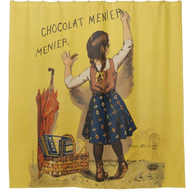 Chocolat Menier Little Girl Wall Writing  Shower Curtain (Front)
