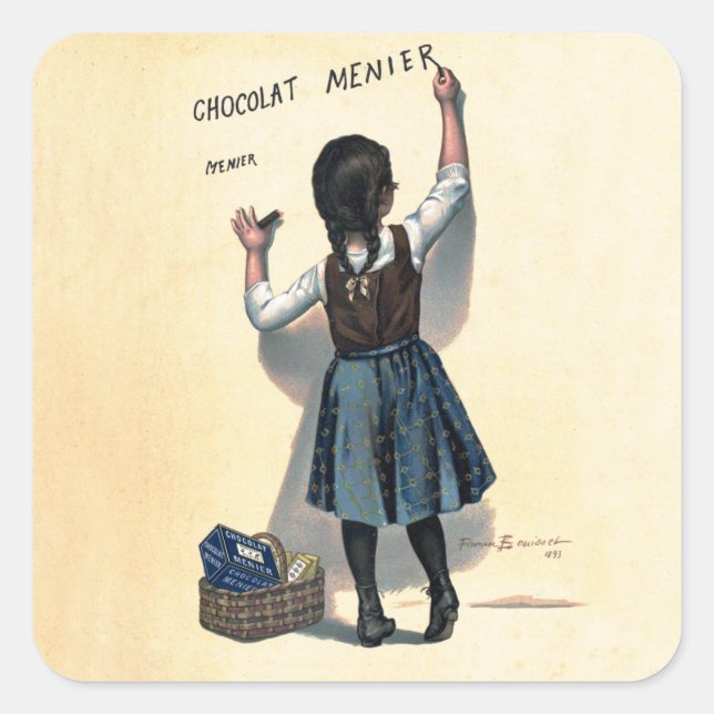Chocolat Menier Little Girl Wall Writing  Square Sticker (Front)