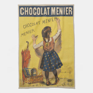 Chocolat Menier Little Girl Wall Writing  Tea Towel