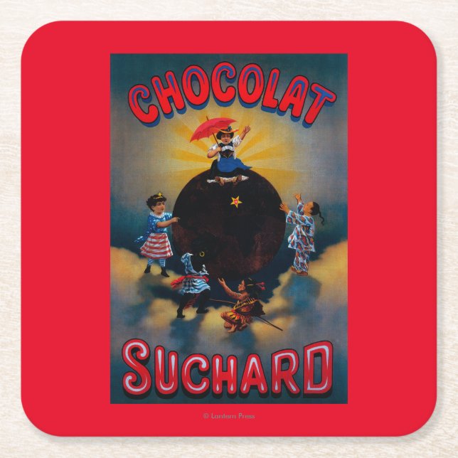 Chocolat Suchard Vintage PosterEurope Square Paper Coaster (Front)