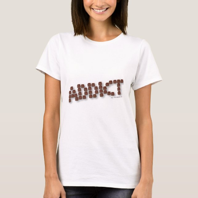Chocolate Addict Cute Candy Slogan Design T-Shirt (Front)