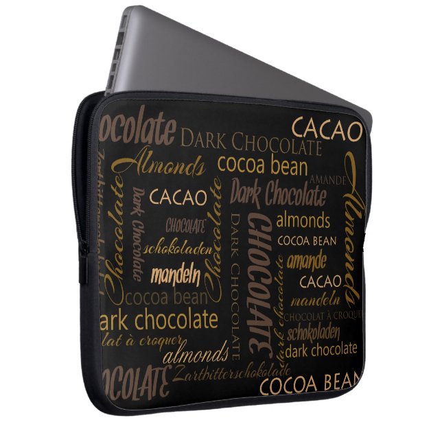 Chocolate, Almonds and Dark Chocolate Text Design Laptop Sleeve (Front Right)