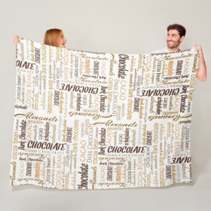 Chocolate, Almonds and Dark Chocolate Word Cloud Fleece Blanket