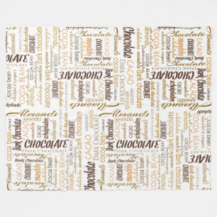 Chocolate, Almonds and Dark Chocolate Word Cloud Fleece Blanket