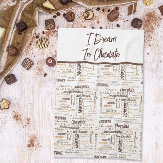 Chocolate Almonds and Dark Chocolate Word Cloud Tea Towel (Creator Uploaded)