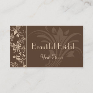Chocolate and Cream Floral Scroll Business Card