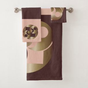 Chocolate and Gold Planets Moon Bath Towel Set