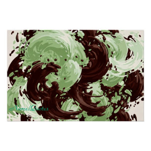 Chocolate and Mint Swirl – Abstract Fluid Art Poster