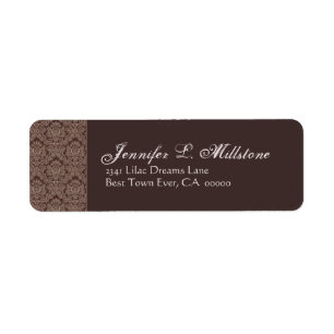 Chocolate and Mocha Damask Return Address Label