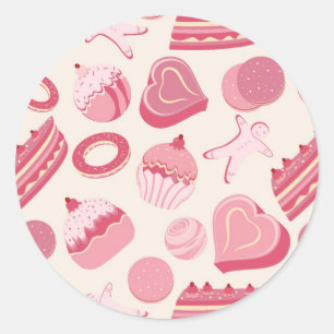 Chocolate and pastries pattern 2 classic round sticker