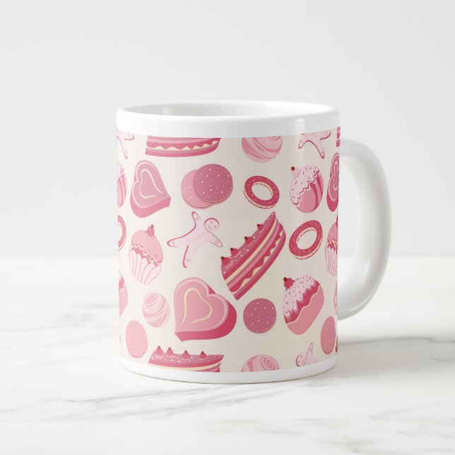 Chocolate and pastries pattern 2 large coffee mug (Front Right)