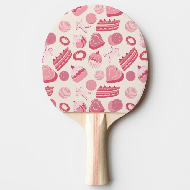 Chocolate and pastries pattern 2 ping pong paddle (Front)