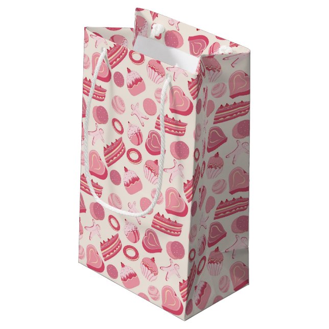 Chocolate and pastries pattern 2 small gift bag (Back Angled)