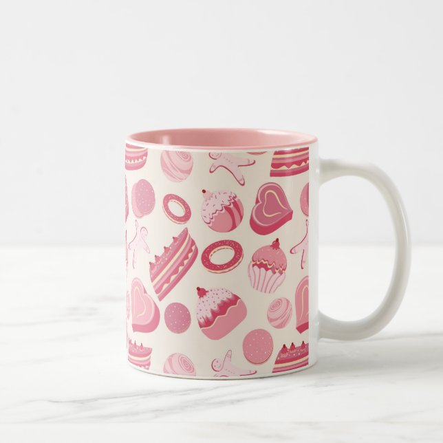 Chocolate and pastries pattern 2 Two-Tone coffee mug (Right)