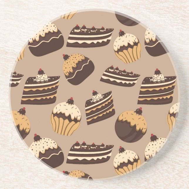 Chocolate and pastries pattern 3 coaster (Front)