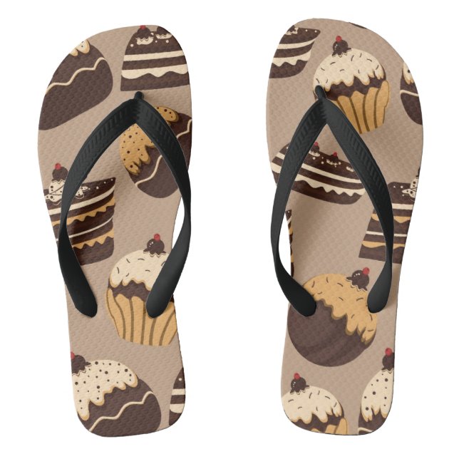 Chocolate and pastries pattern 3 flip flops (Footbed)