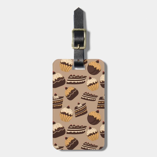 Chocolate and pastries pattern 3 luggage tag (Front Vertical)