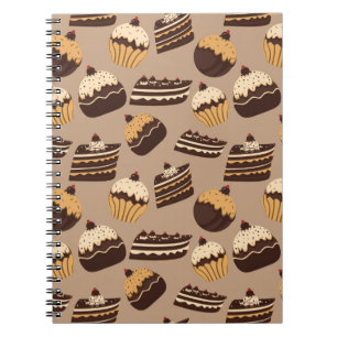 Chocolate and pastries pattern 3 notebook
