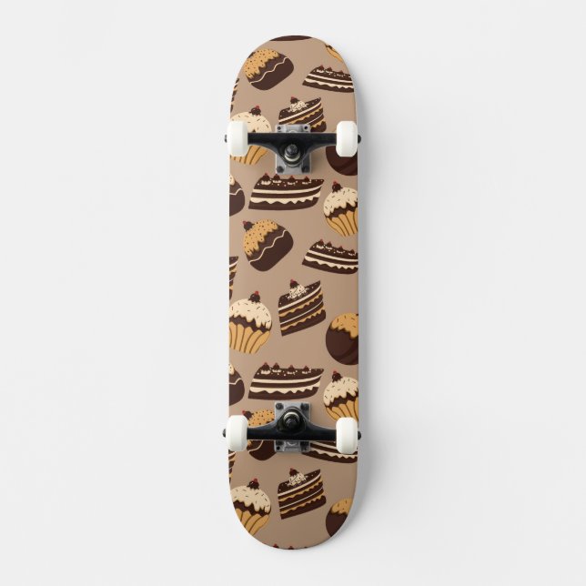 Chocolate and pastries pattern 3 skateboard (Front)